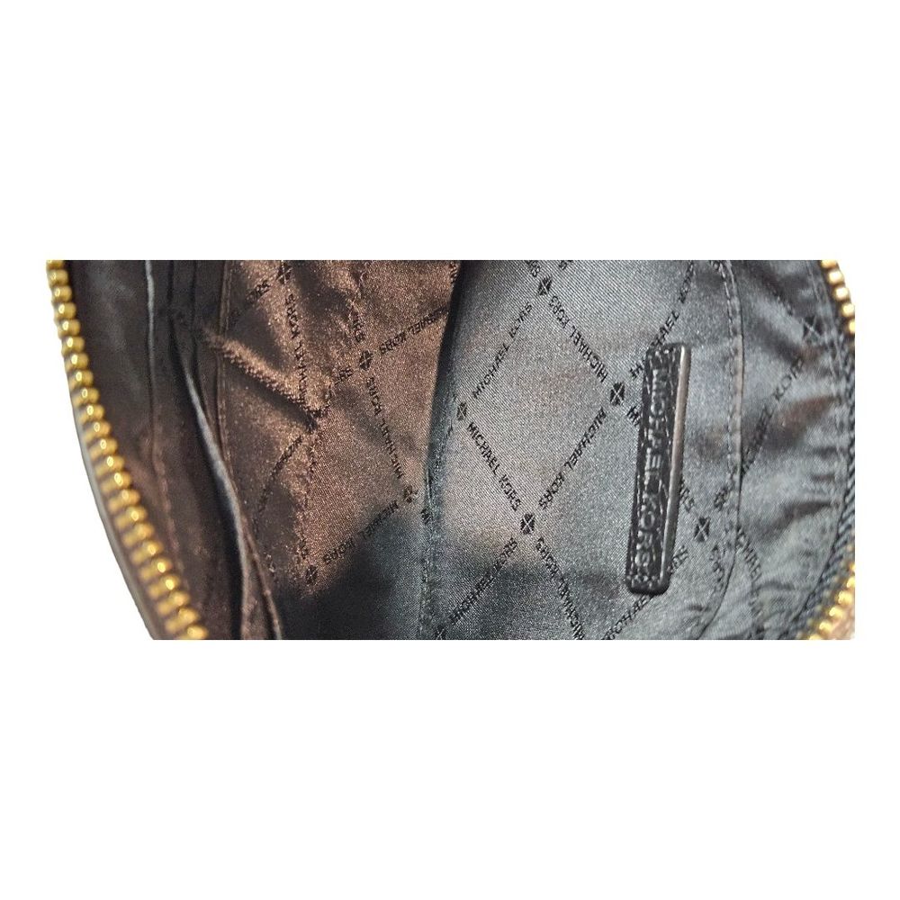 Michael Kors Ladies Black Leather Zip Top Closure Wristlet - Picture 9 of 13